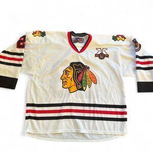 white CCM Maska Air-Knit Chicago Blackhawks hockey jersey Chicago Blackhawks